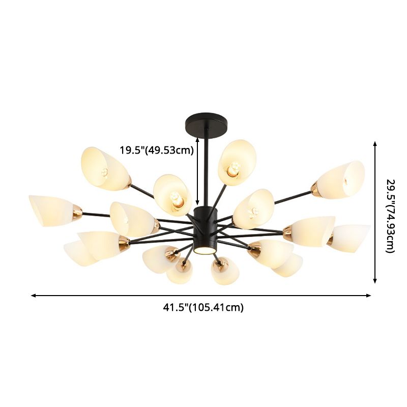 Modern Simplicity Spoke-Like Pendant Chandelier White Glass Hanging Light Fixture for Restaurant