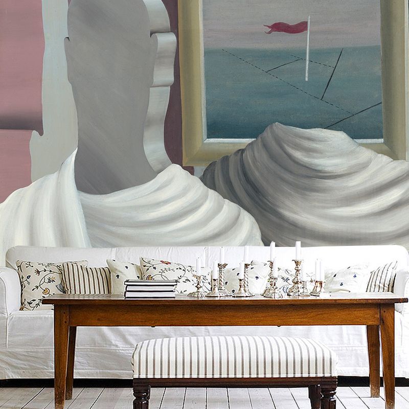 Le Chevalier Du Couchant Mural in Blue-White Surrealism Wall Art for Home Gallery