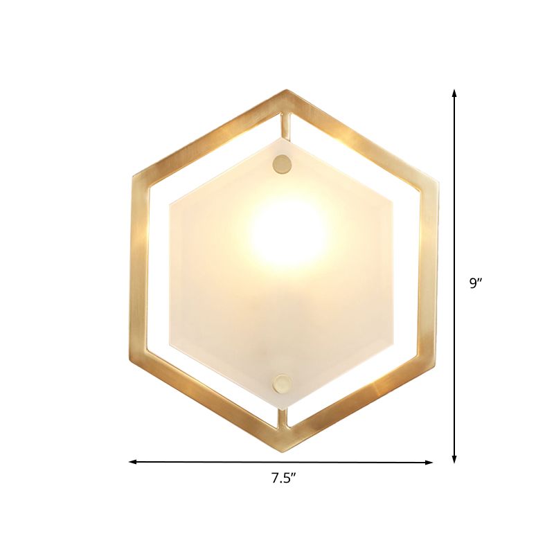 Hexagon Lampe Lampe Traditionelle Metall 1 Kopf Goldwandbeleuchtung für den Flur