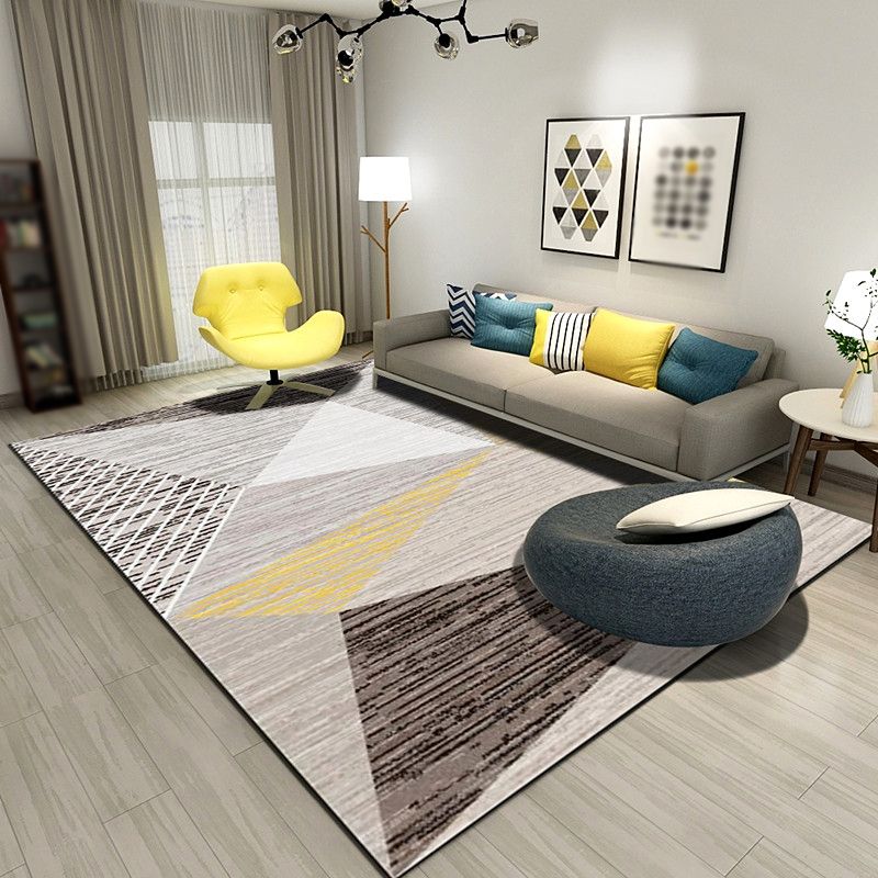 Contemporary Geometric Pattern Carpet Polyester Rug Non-Slip Backing Indoor Carpet for Living Room