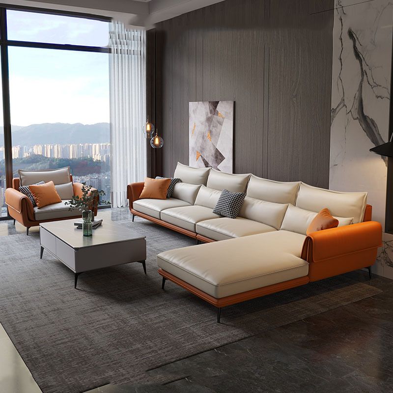 Modern Faux Leather Sectioanl with Pillow Back and Pillow Top Arms