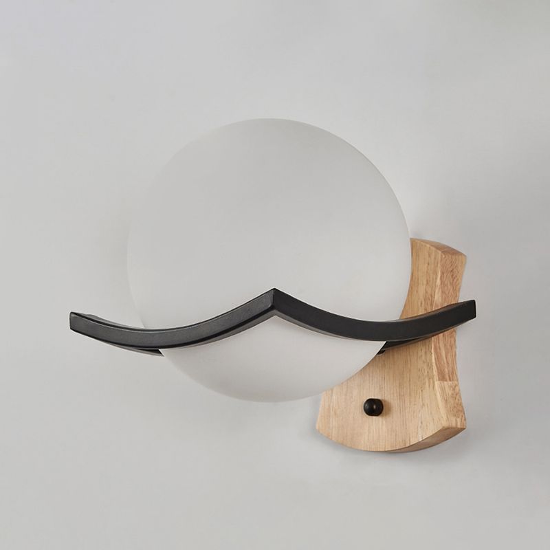 Gamique en verre blanc et en bois moderne un luminaire mural mural pour le salon