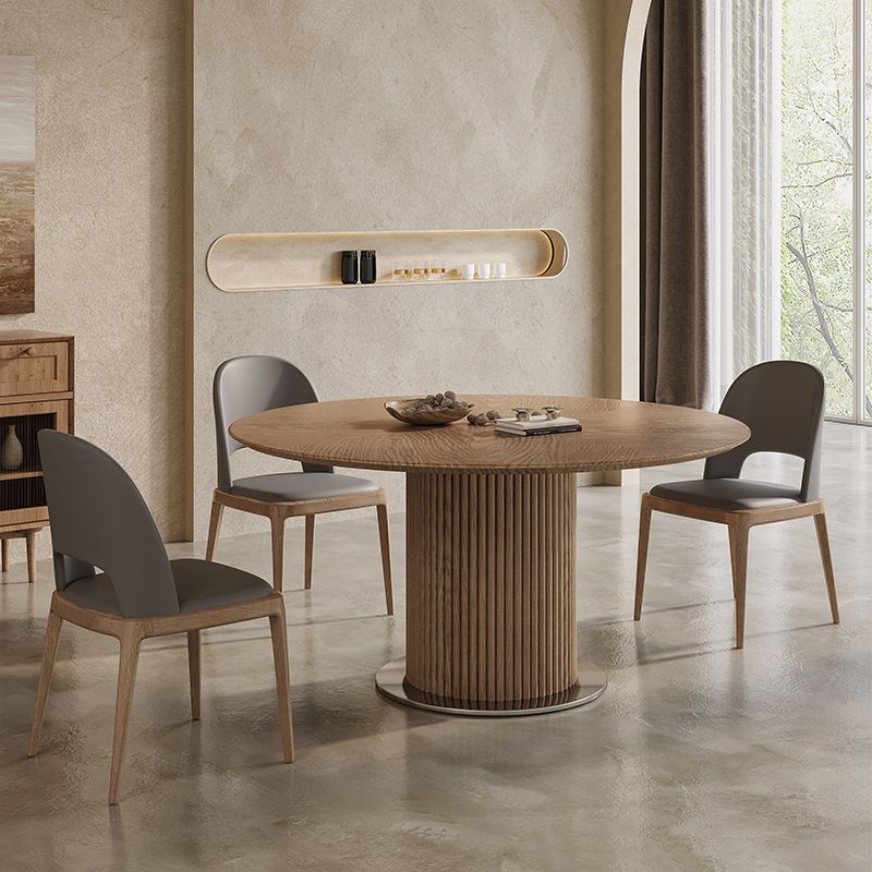 Contemporary Pedestal Dining Table Wood Dinner Table for Home