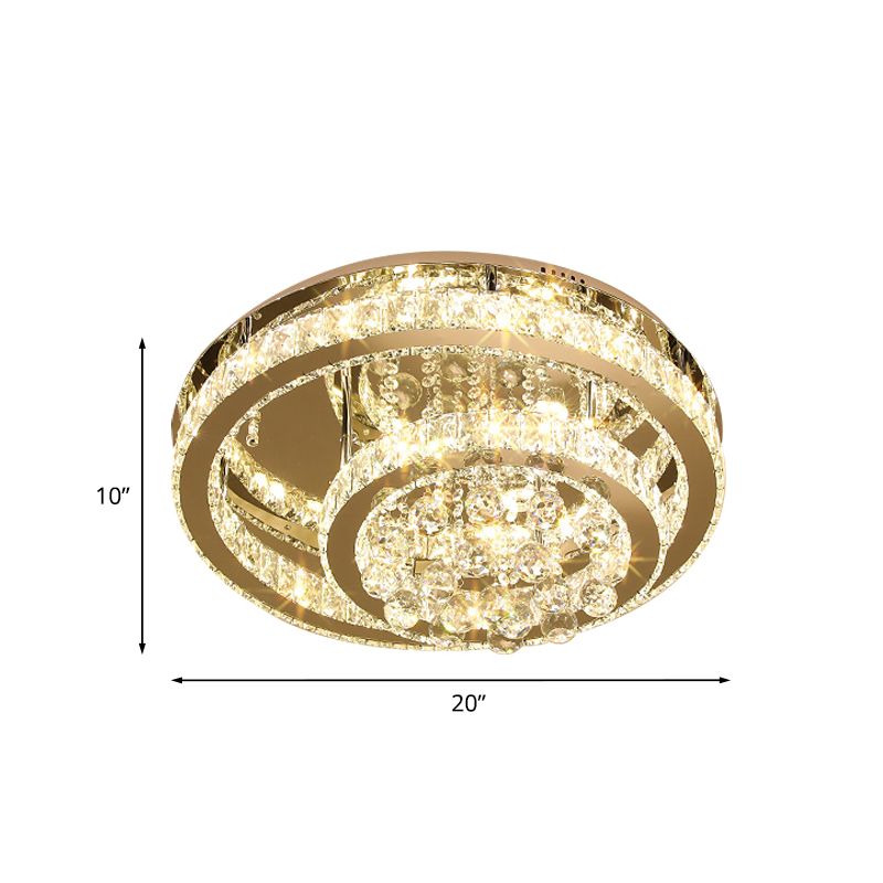 Chrome Circulaire Flushmount Minimaliste Crystal Block LED Chambre Ceiling Flush Mount