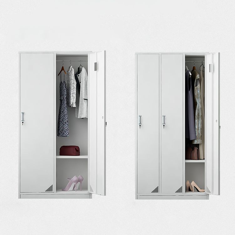 Modern Style Hinged Door Wardrobe for Home Grey Metal Cabinet