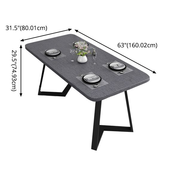 Contemporary Gray Standard Dining Set MDF Rectangle Shape Dining Set for Kitchen