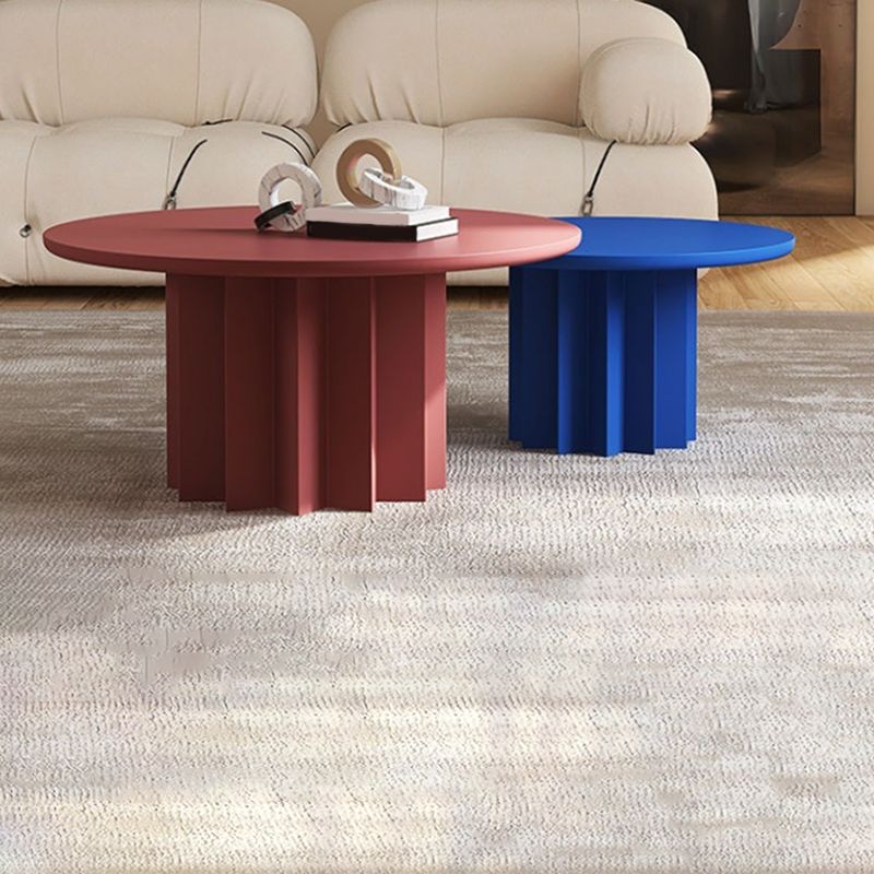 Contemporary Solid Wood Pedestal Cocktail Table Round Single Coffee Table
