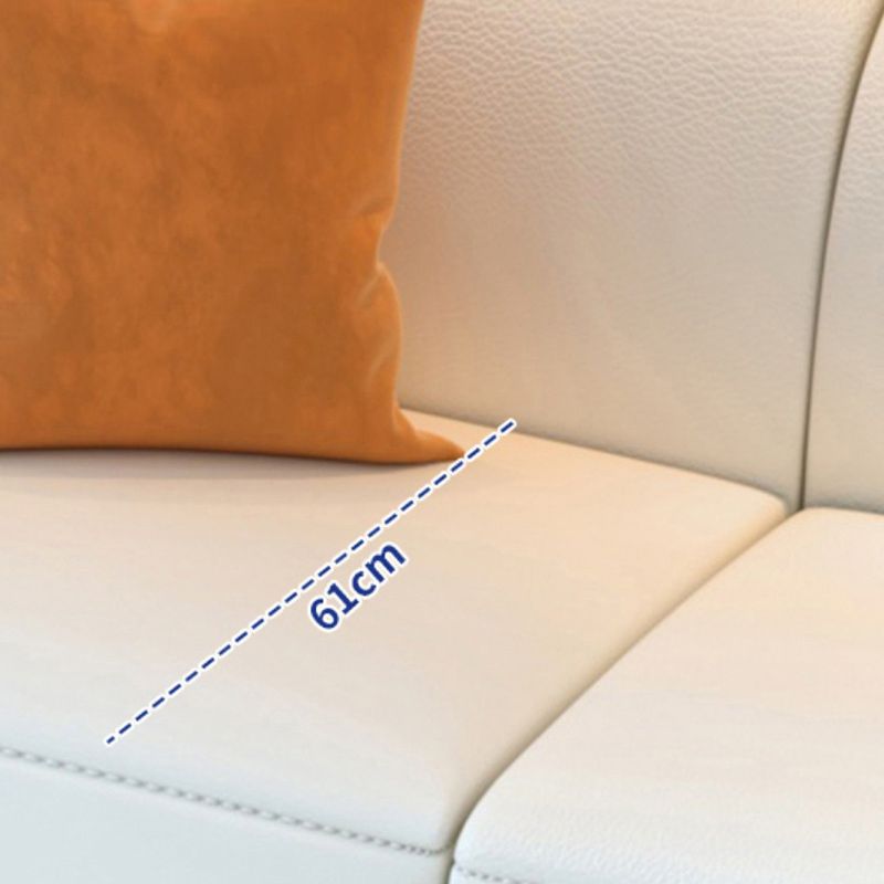 Sloped Arm Curved Sectional Modern Faux Leather White Sectional