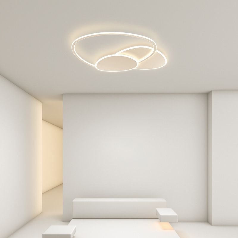 Modern Style Geometry Ceiling Lights Metal 3 Light Ceiling Lamps for Bedroom in White