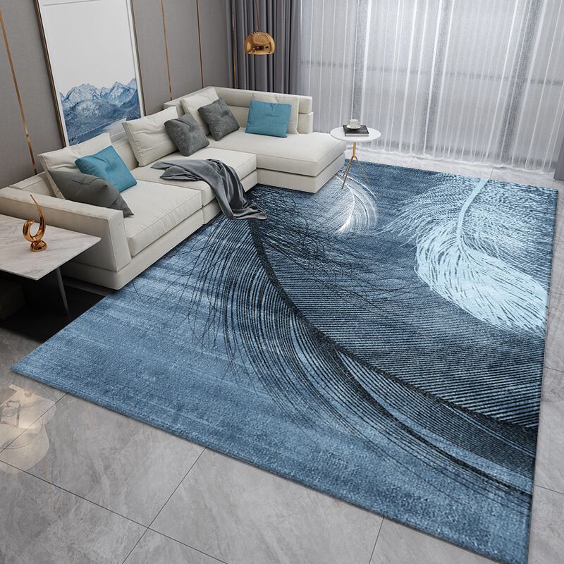 Geometric Pattern Rug Rectangle Shape Stain Resistant Polyester Rug for Home Decor