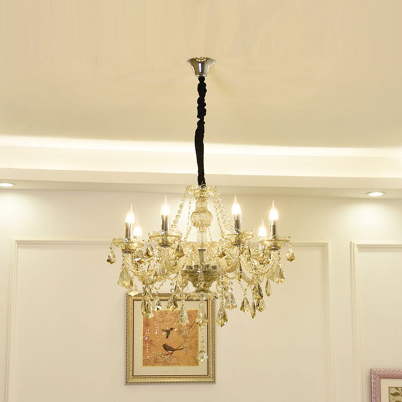 Lustre de style européen Light Crystal Multi-Bulbe Pendant Light pour le salon
