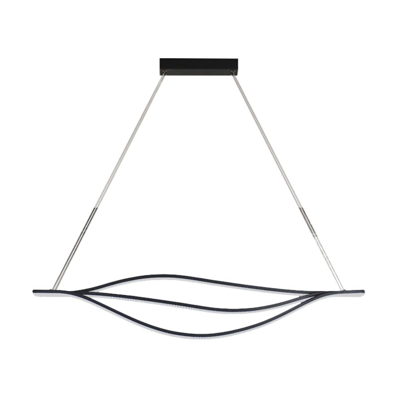 Metallic Leaf-Like Island Lighting Nordic LED Black Pendant Light Kit in Warm/White Light, 31.5"/39"/47" Wide