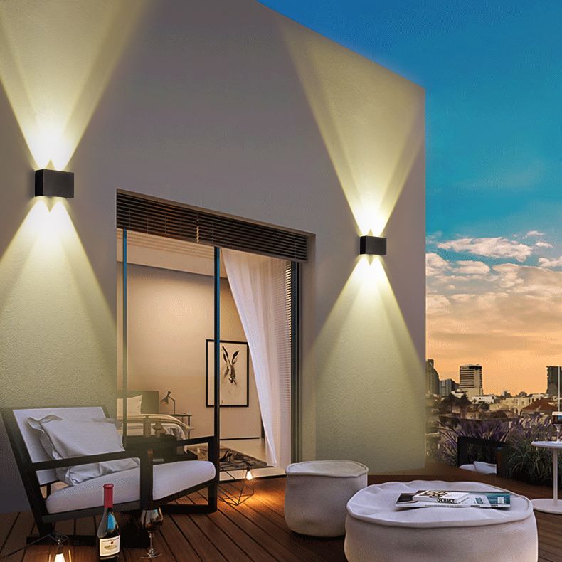 Lámpara de pared LED rectangular negra en moderna luz de pared impermeable de aluminio creativo