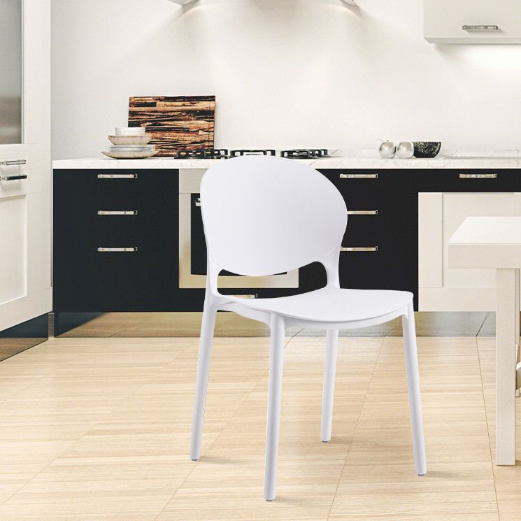 Contemporary Style Dining Chairs Armless Dining Chairs with Plastic Legs for Kitchen