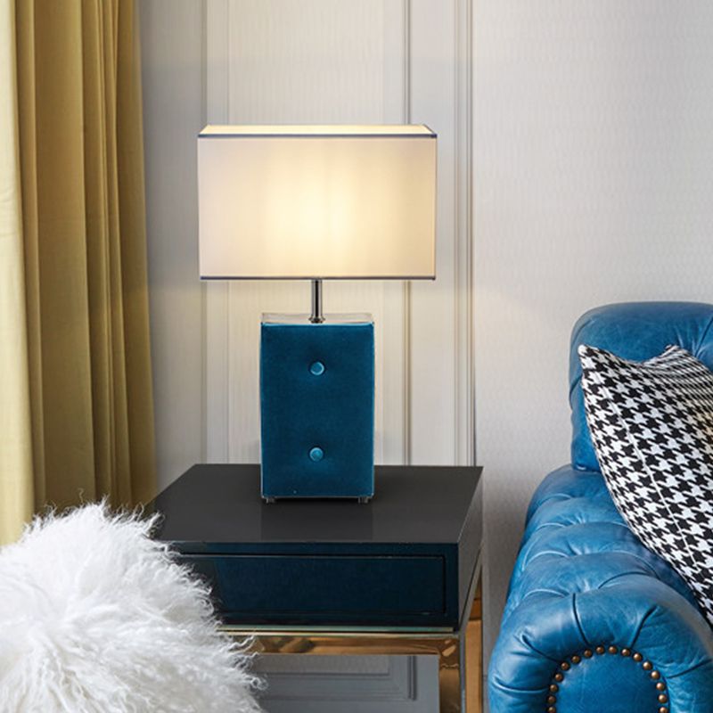 Tessuto per illuminazione da lavoro a forma di rettangolo modernista 1 lampadina Lampada da lettura per libri in blu