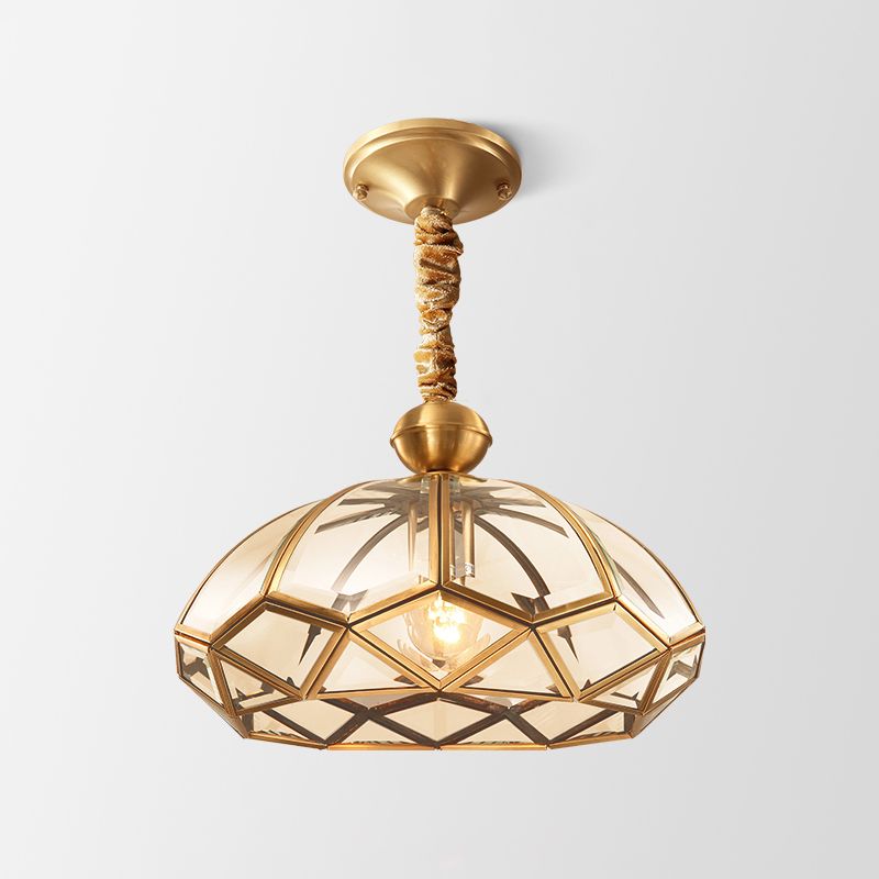 Gold Single-Bulb Ceiling Light Simplicity Metal Geometric Shaped Hanging Pendant Light