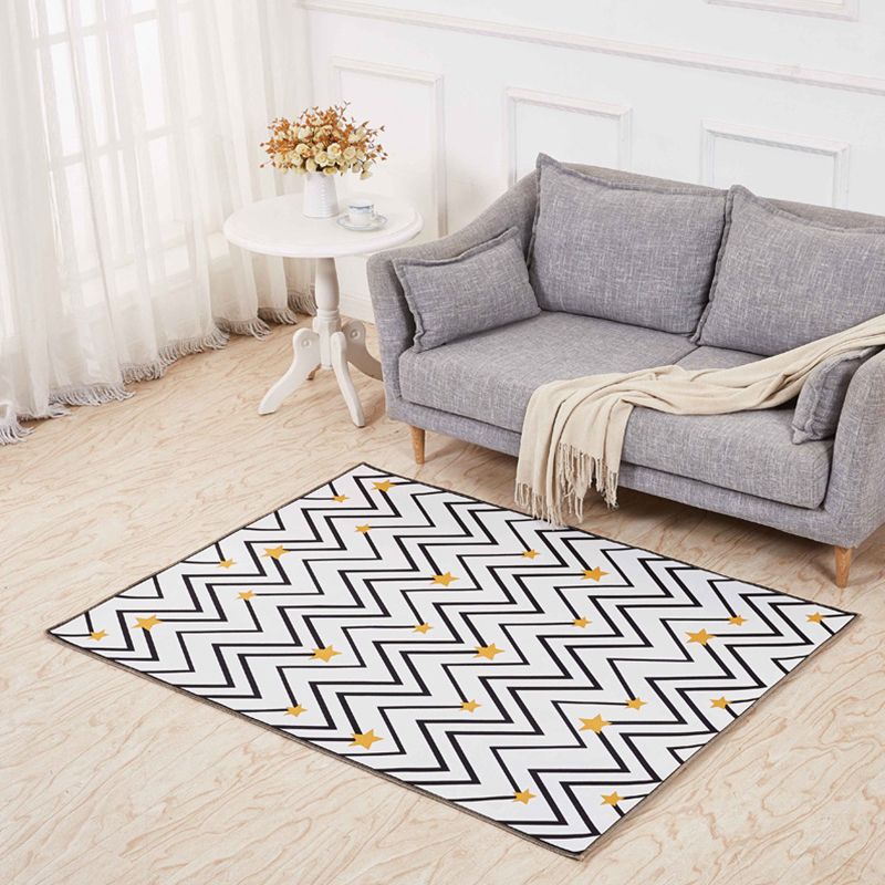 Minimalistic 3D Geometric Rug Multicolor Polyester Area Carpet Pet Friendly Non-Slip Backing Washable Rug for Living Room