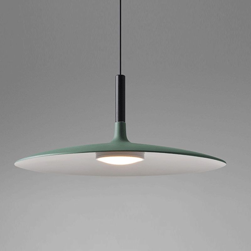 Minimalist Indoor Pendant Light, Metal Flat Shade LED Pendant Lighting