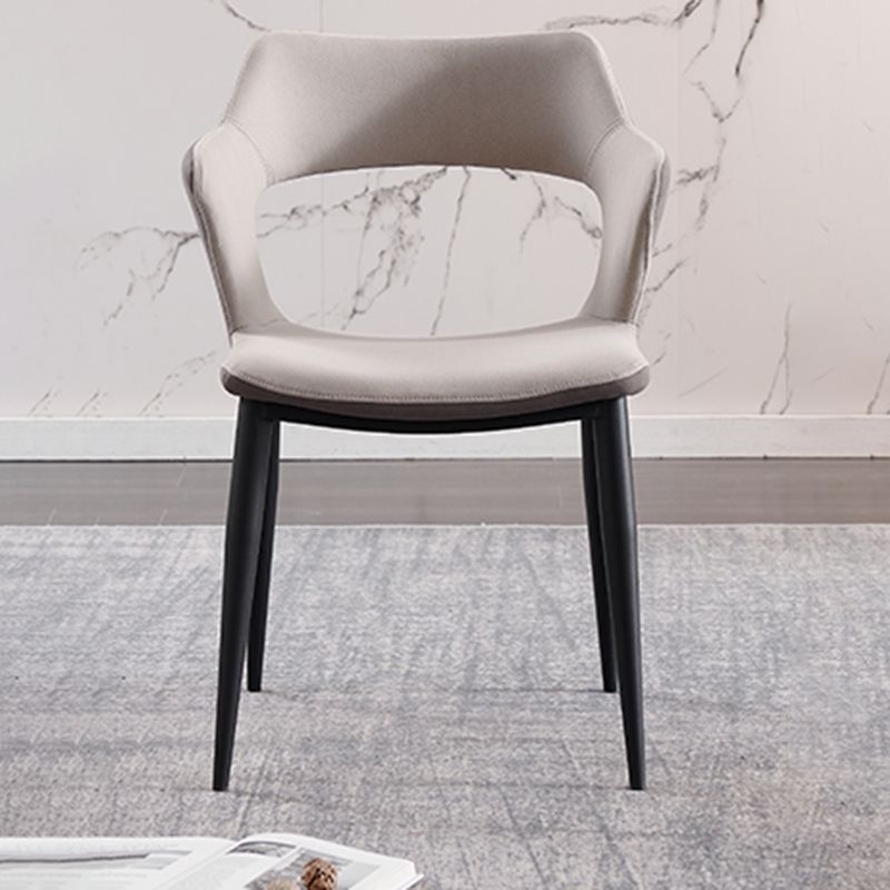 Industrial Dining Room Side Chairs Faux Leather Arm Open Chair for Kitchen