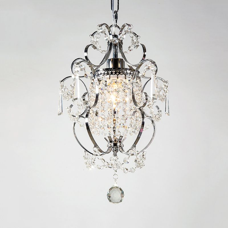 Gourd Suspension Pendant Nordic Crystal 1 Head Coffee/Chrome Hanging Ceiling Light for Hallway