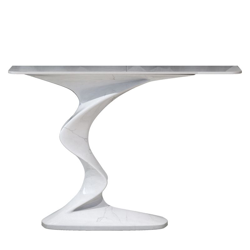 Rectangle Shape Contemporary Console Table Stone Console Sofa Table in White