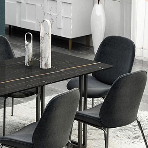 Modern 1/5/7 Pieces Dining Set Sintered Stone Dining Table with Leather Chairs