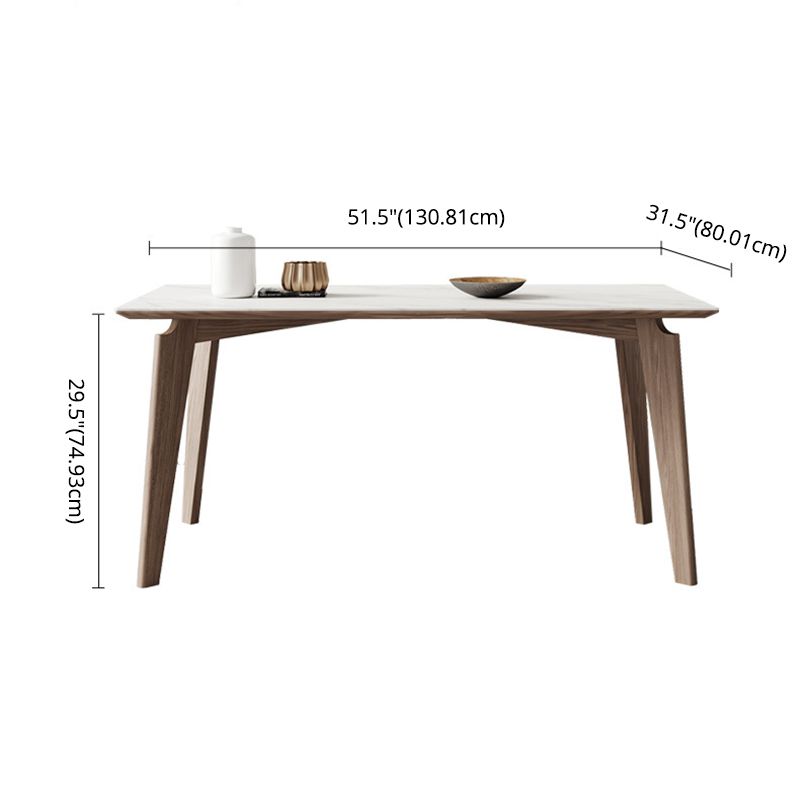 Minimalist Fixed Sintered Stone Dining¬†Room¬†Table¬†with 4 Solid Wood Legs for Kitchen