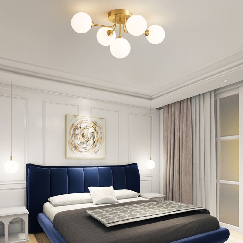 Glass Ball Shape Flush Ceiling Light Modern Style Multi Lights Flush Mount Lighting