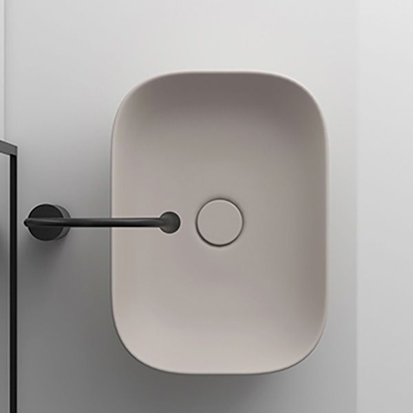 Modern Bathroom Sink Pop-Up Drain Porcelain Solid Color Oval-Shape Vessel
