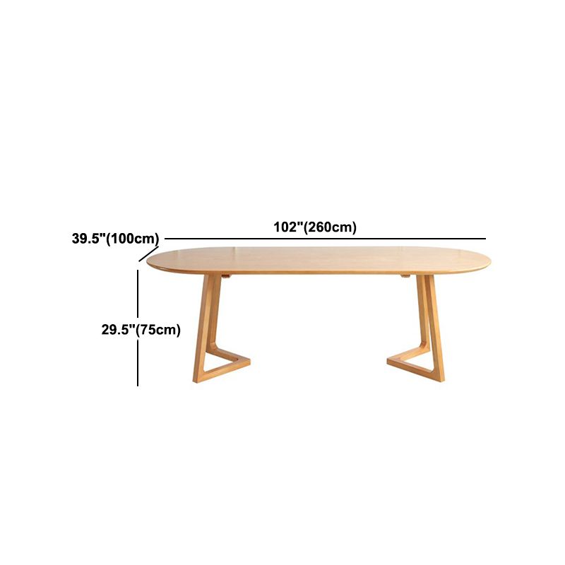 Natural Solid Wood Dining Site Table Oval Modern Double Pedestal Dining Table