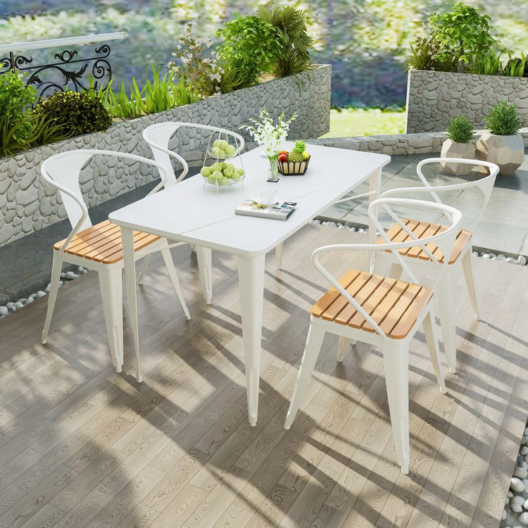 Industrial Dining Set 1/5 Piece Sintered Stone Dining Table Set for Patio