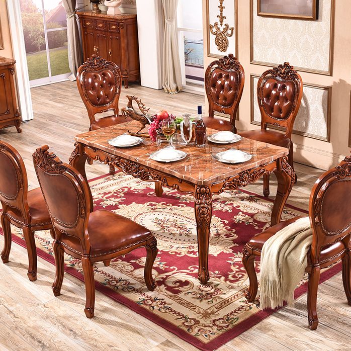 Solid Wood Base Dining Collection Rectangle Dining Table for Home