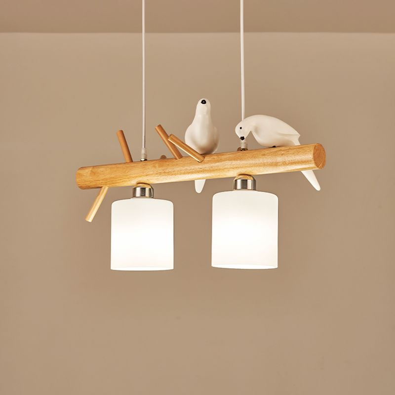 Luz de la isla colgante de cilindro de estilo moderno lámparas colgantes de vidrio blanco