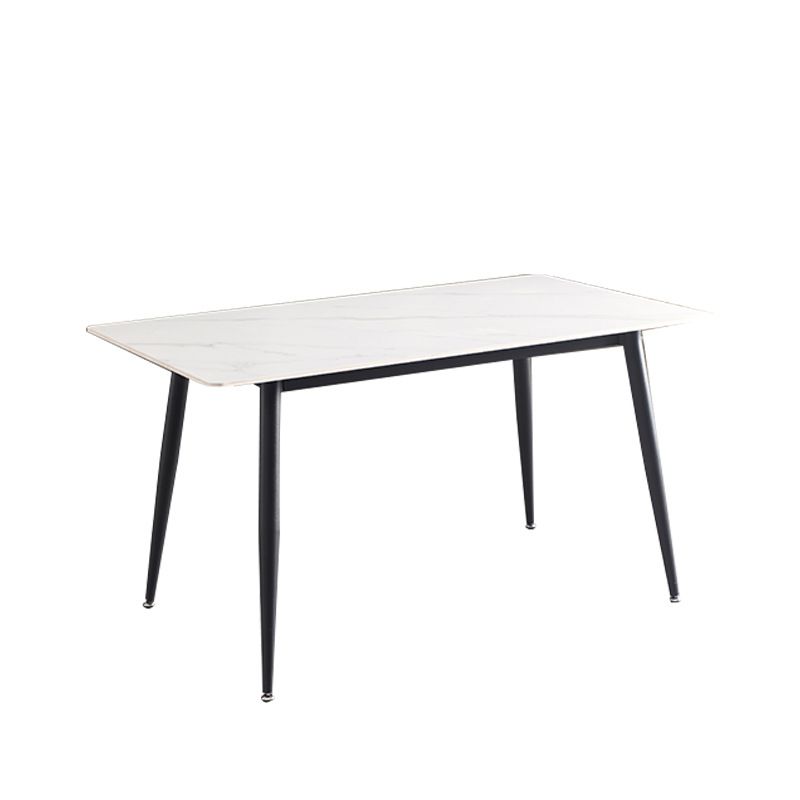 Glam Style Stone Dining Table 4 Black Legs Table Home Rectangle Dining Table