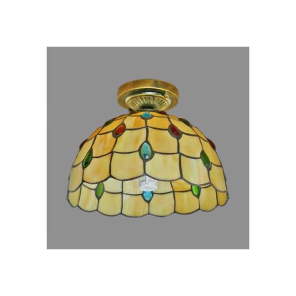 Dome in vetro colorato Luce a filo con girasole/rosa/perla/uva/papà tiffany rustico 1 lampada a filo a filo in ottone antico
