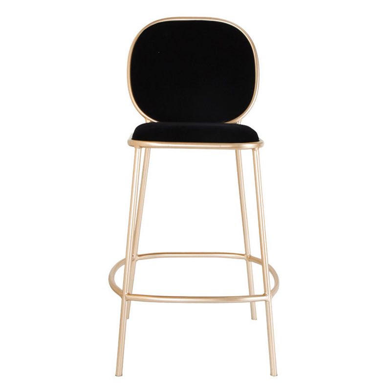 Contemporary Backrest Bar Stools Metal Barstool with Gold Legs