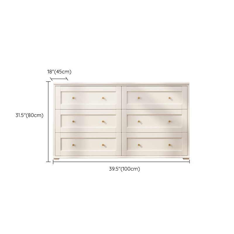 Glam White Chest Bedroom Solid Wood Storage Chest with Drawers