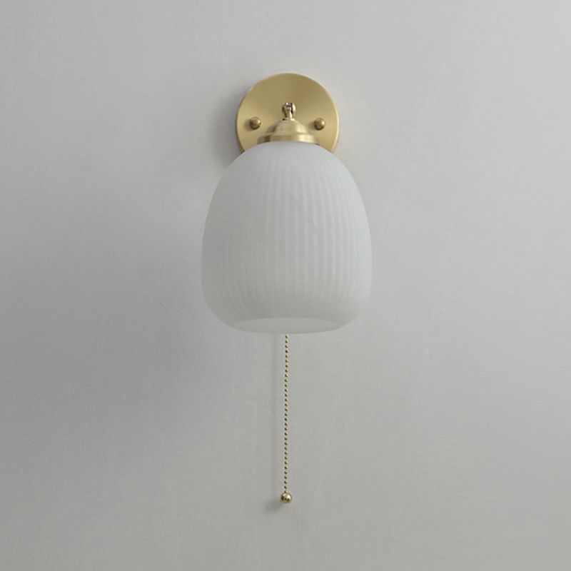 Vidrete de vidrio blanco apliques de pared de una cabeza para dormitorio de sala de estar