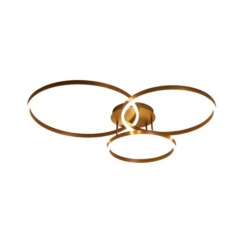 Simplicity Ellipse Flush Mount Light Acrylic Living Room LED Semi Flush Ceiling Light in Coffee
