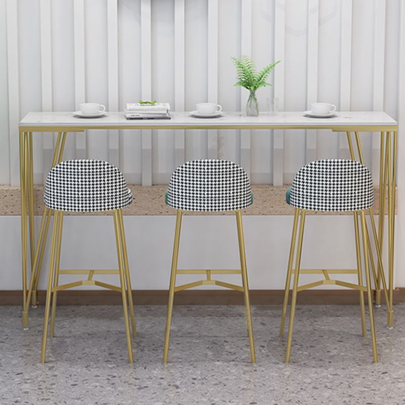 Rectangle Pub Table Glam Faux Marble Top Bar Table for Cafe and Breakroom