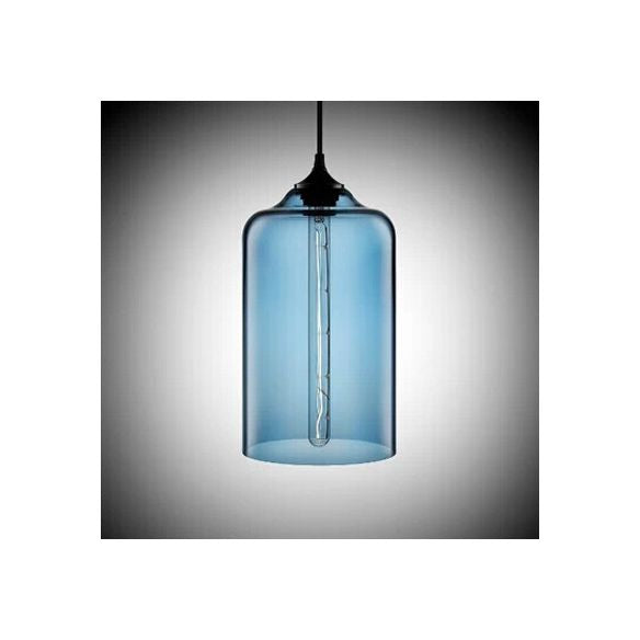 Éclairage pendentif cylindre post-verre moderne 1 clair rouge / bleu / clair de suspension claire