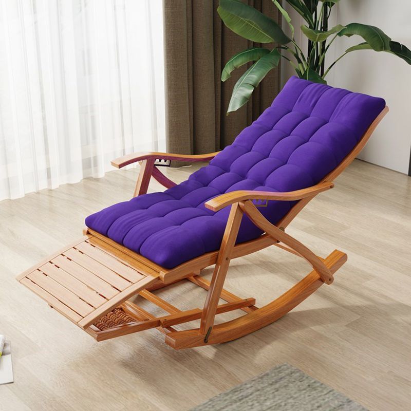 Modern Wooden Glider Chair Pure Color Rocking Chair with Removable Cushions