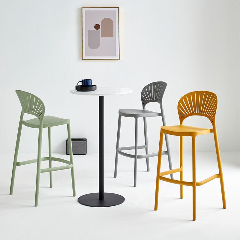 29.53" Plastic Scandinavian Kitchen Dining Room Armless Stool Low Back Bar Stool