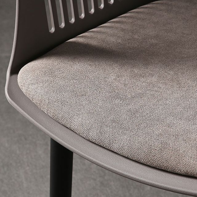 Contemporary Slat Back Arm Chair Matte Finish Metal Chair for Patio