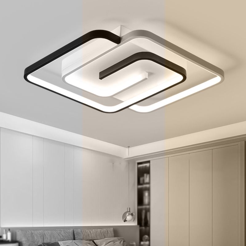 LED Modern Metal Flush Mount Linear Shape Ceiling Light with Acrylic Shade for Bedroom