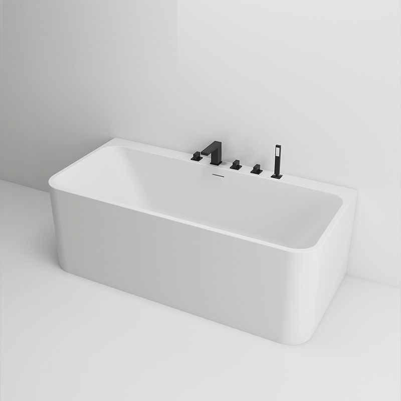Stone Soaking Tub Antique Finish Rectangular Back to Wall Bath