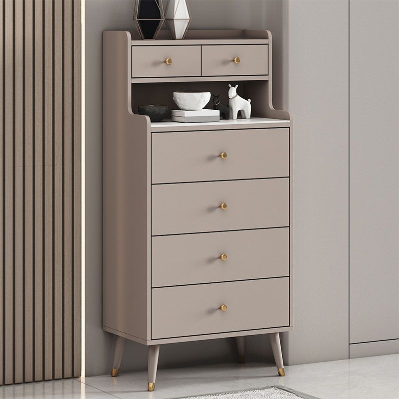 Contemporary Stone Top Dresser Vertical Storage Chest with Soft-Close Drawers for Bedroom