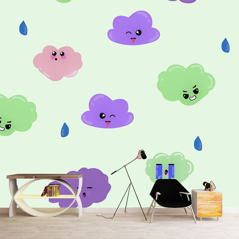 Environment Friendly Cartoon Illustration Wallpaper Mildew Resistant Indoor Wall Mural