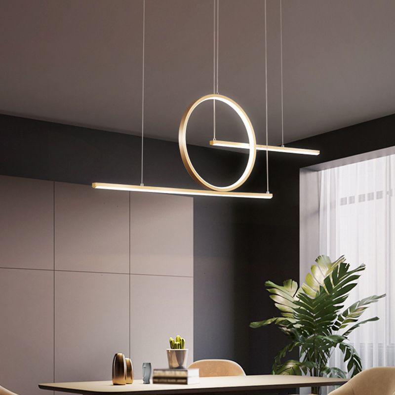 3-Light Ceiling Island Light Modern Style Linear Shape Metal Pendant Lighting