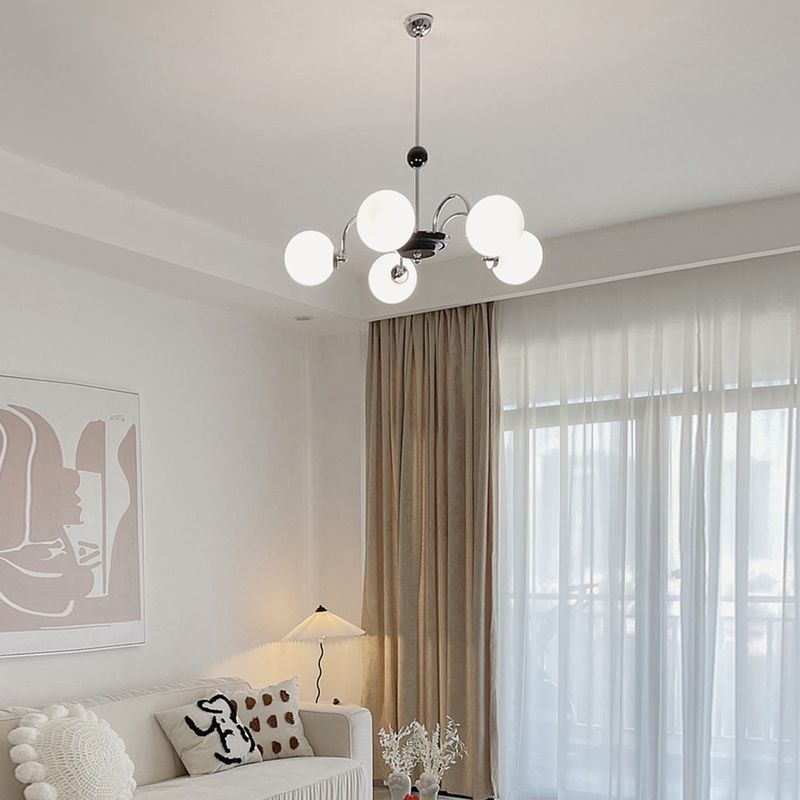 Contemporary Style Spherical Shape Chandelier Lights Glass Chandelier Lighting in Silver